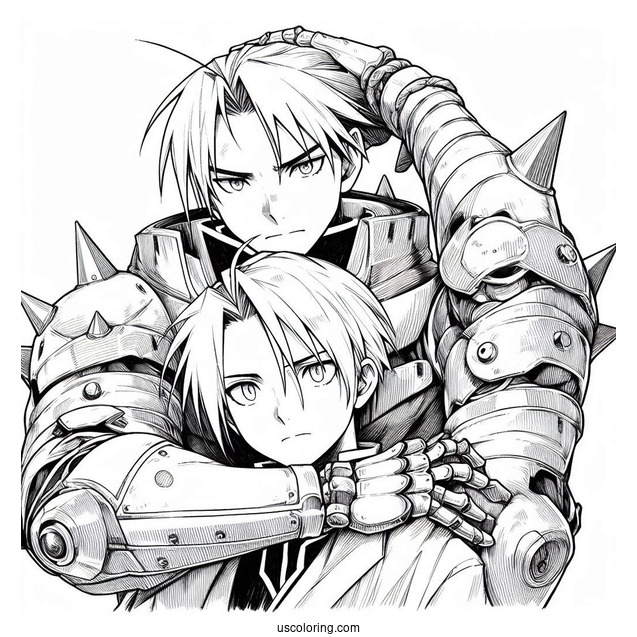 Manga Coloring Page Of Fullmetal Alchemist Edward And Alphonse Elric