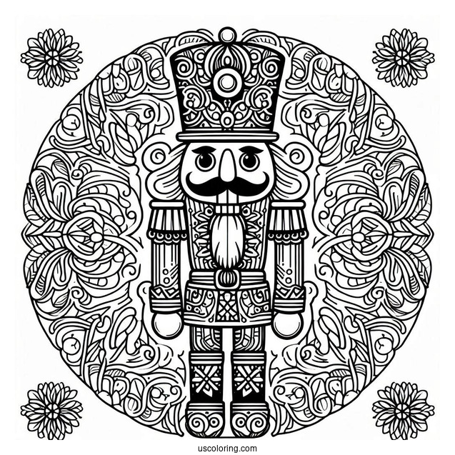 Elaborate Nutcracker Coloring Page Mandala
