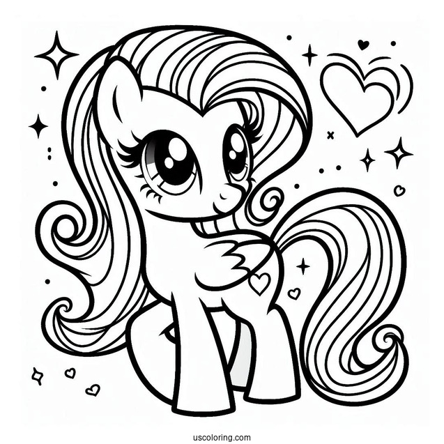 Easy Fluttershy Pony With Hearts and Stars