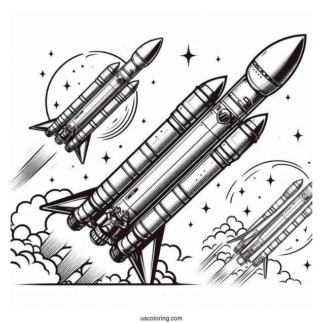 Coloring Page Of SpaceX Falcon Rocket Booster