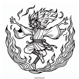 Tanjiro Coloring Page Dance Of The Fire God Technique