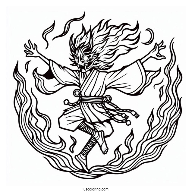 Tanjiro Coloring Page Dance Of The Fire God Technique