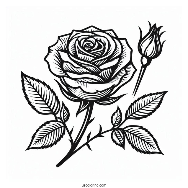 Simple Single Rose To Color