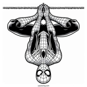 Spider-Man Hanging Upside Down Coloring Sheet