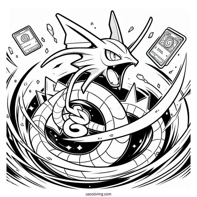 Rayquaza Spiral Rush Pokemon Card Coloring Sheet