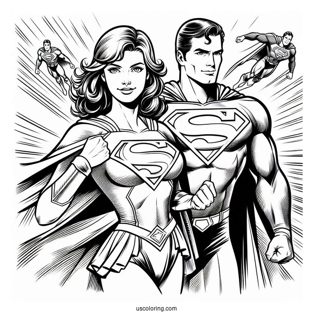 Superman With Lois Lane Coloring Sheet