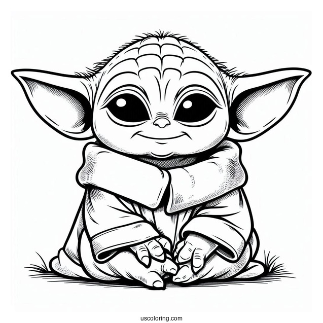 Detailed Baby Yoda Coloring Sheet