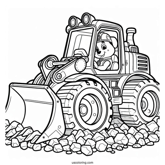 Rubble Driving Bulldozer To Color For Kids