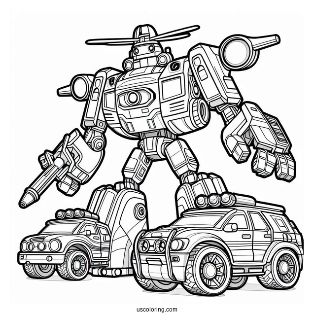 Detailed Rescue Bots Coloring Page Assembled