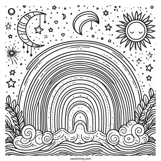 Realistic Looking Rainbow Coloring Page