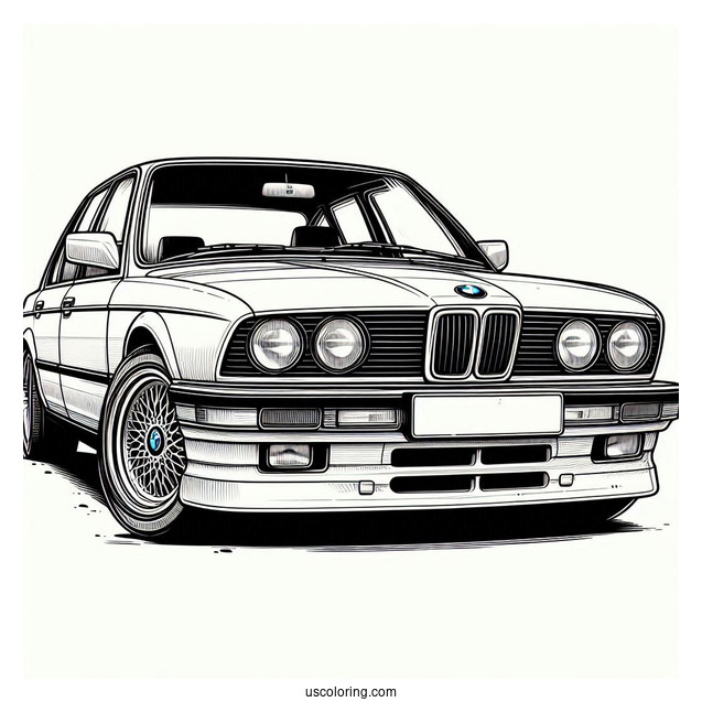 BMW Coloring Page 745i E23 Front View