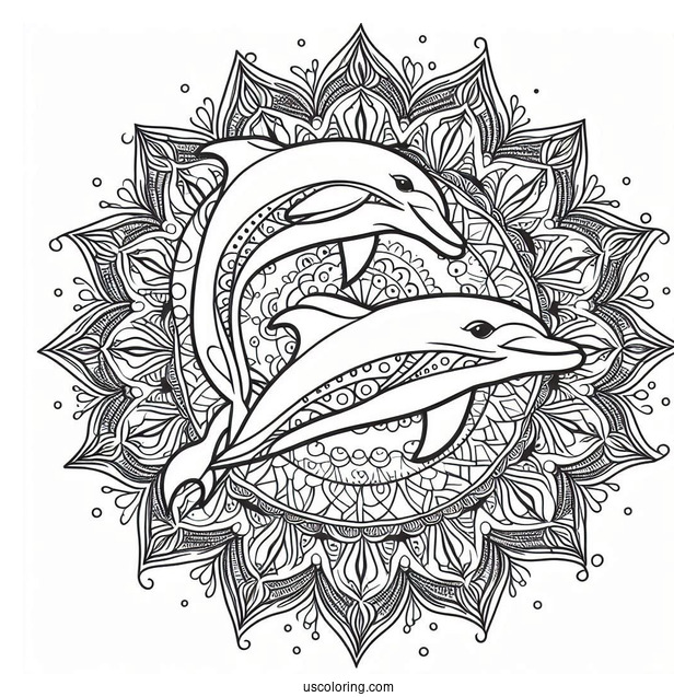 Mandala Dolphin Coloring Sheet For Adults