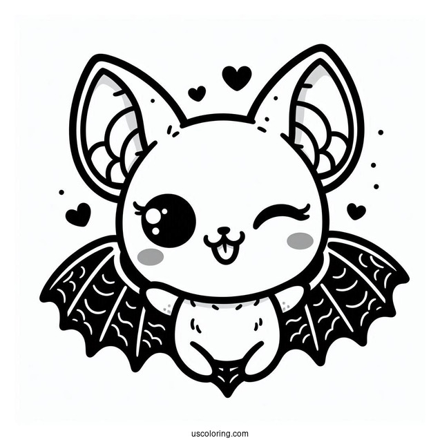 Winking Bat Coloring Page For Kids