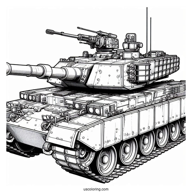 Coloring Sheet of Challenger 2 British Tank With Gunner