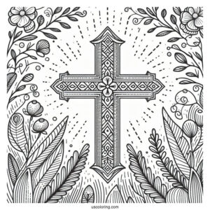 Easy Cross Coloring Page For Kids