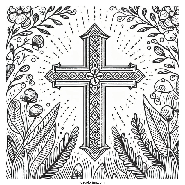 Easy Cross Coloring Page For Kids