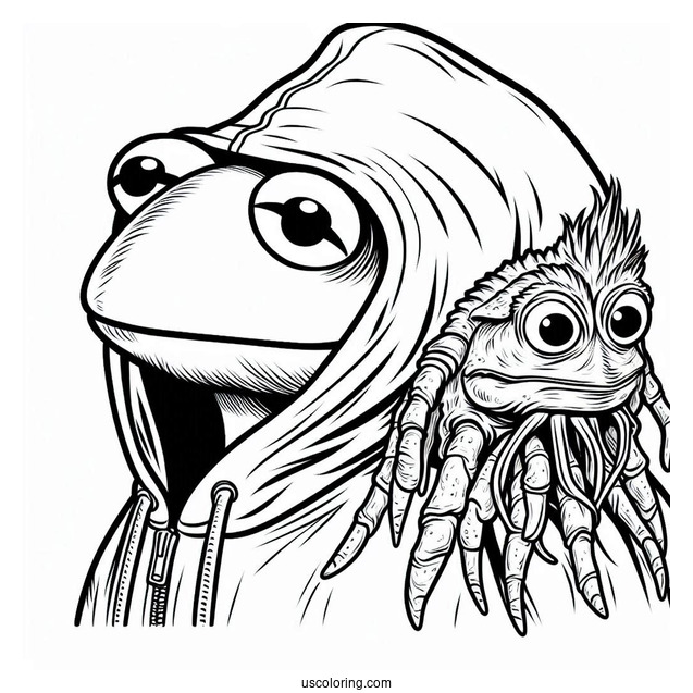 Muppets Coloring Page Of Pepe The King Prawn In A Hoodie