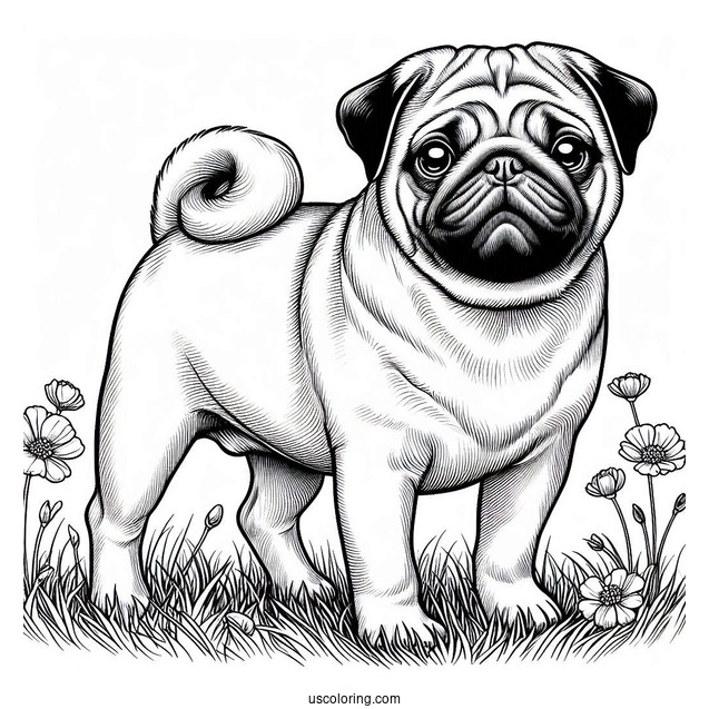 Adult Pug Walking On Grass