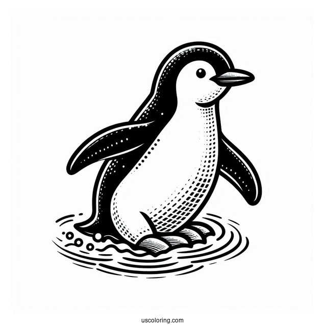 Swimming Galapagos Penguin Coloring In