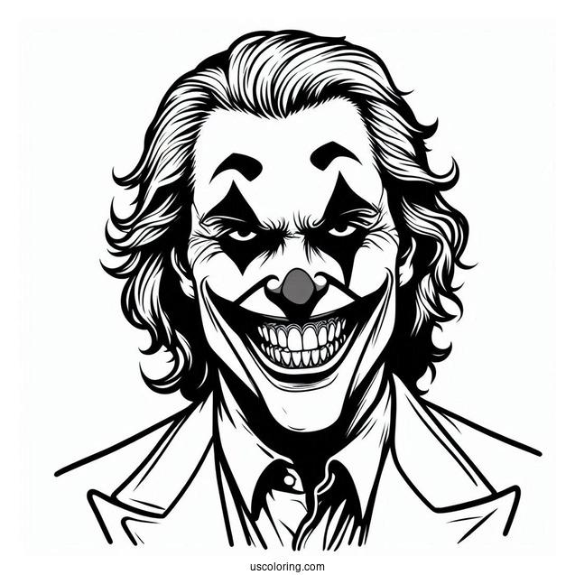 Terrifying Joker Coloring Page Grinning
