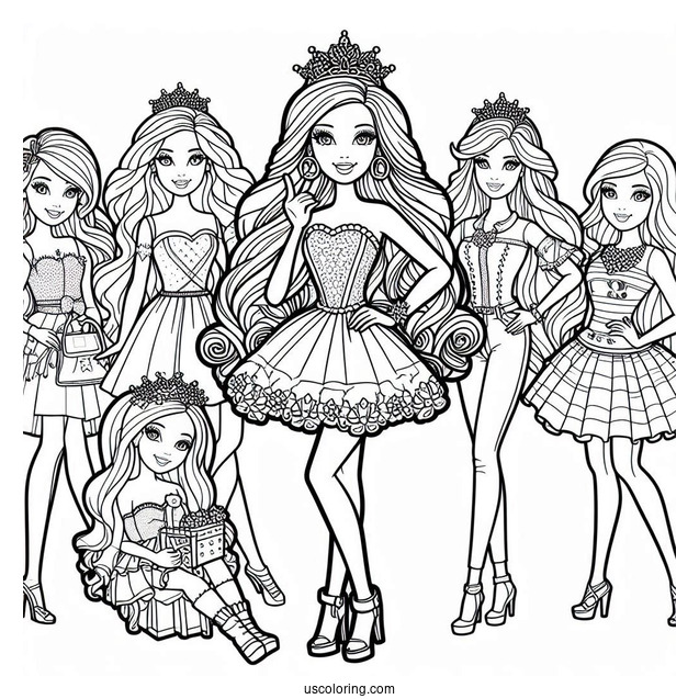 Barbie And Friends Coloring Sheet