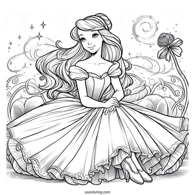 Detailed Coloring Page Of Cinderella