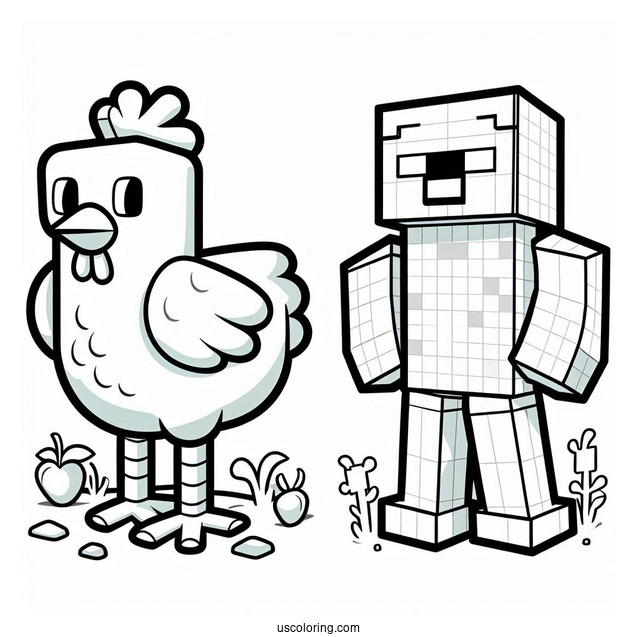Minecraft Chicken Coloring Sheet