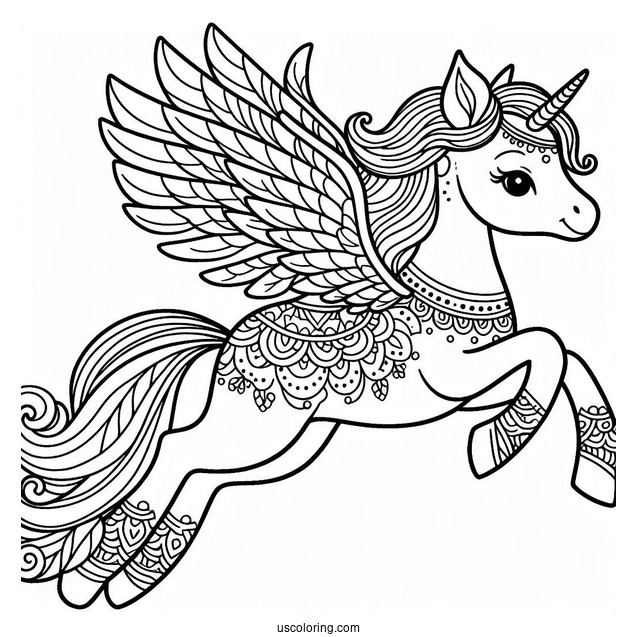 Simple Cute Pegasus Coloring Page For Kids