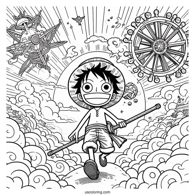 Luffy Coloring Page Boundman Gear In The Sky