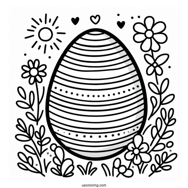 Simple Striped Easter Egg Coloring Page For Preschoolers