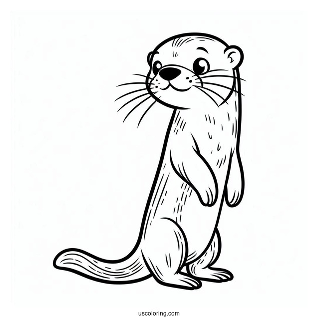 Simple Otter Coloring Page Standing For Kids