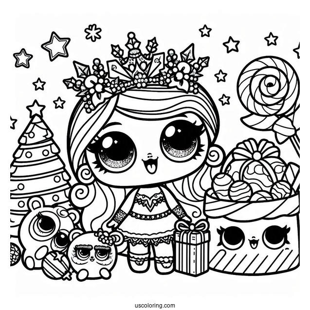 Christmas Themed LOL Surprise Coloring Page