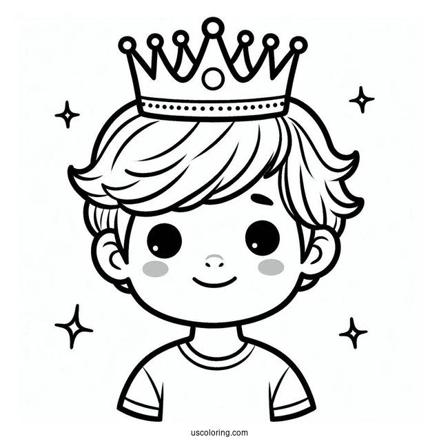 Boy Wearing Crown Coloring In For Preschoolers