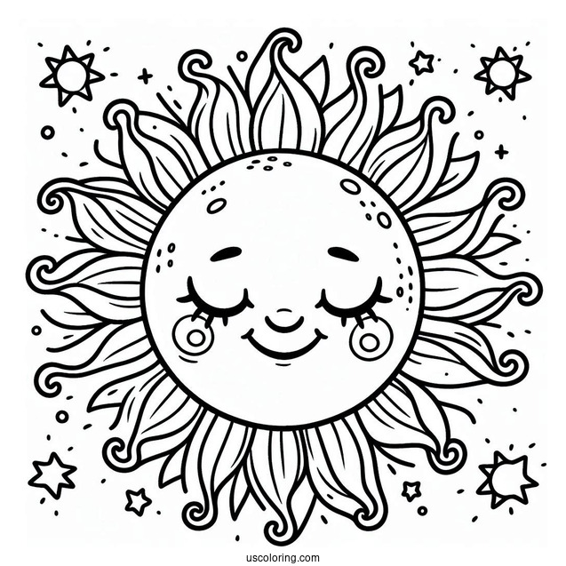 Smiling Sun Coloring Page