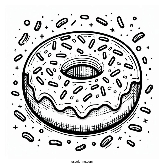 Simple Outline Of Glazed Donut With Sprinkles