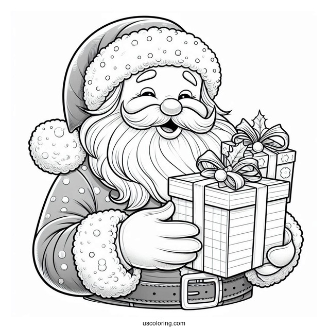 Father Christmas Holding Presents To Color