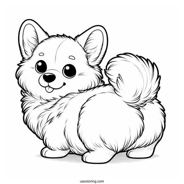 Fluffy Corgi Coloring Page Butt For Preschoolers