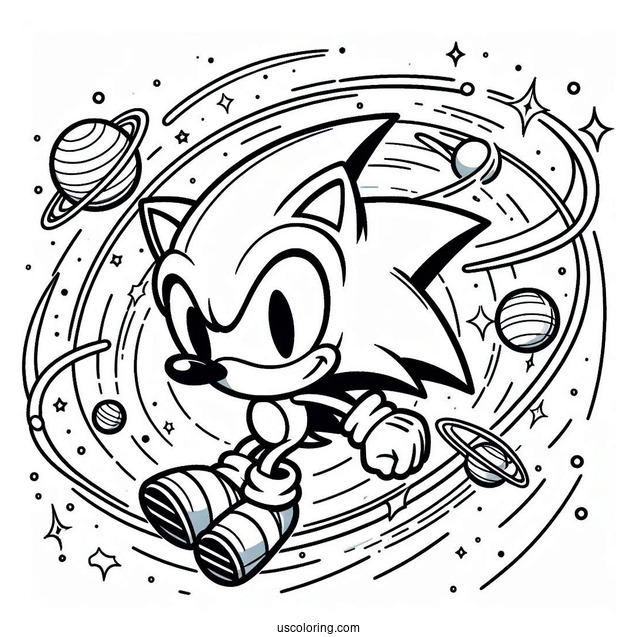 Easy Super Sonic Coloring Page For Kids