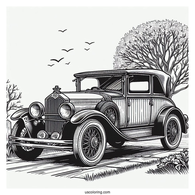 Vintage Porche Coloring Page
