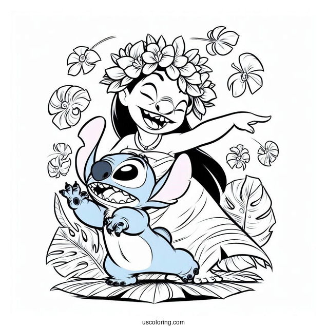 Coloring Page Of Lilo And Stitch Dancing