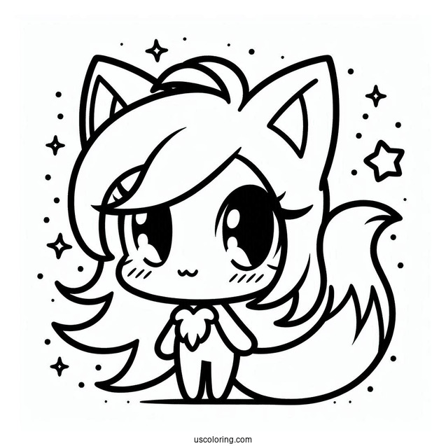 Kawaii Cartoon Tails Coloring Page For Kids