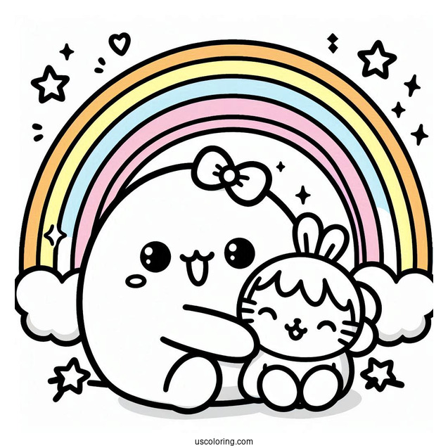 Cute Toy Pompompurin Hugging Rainbow