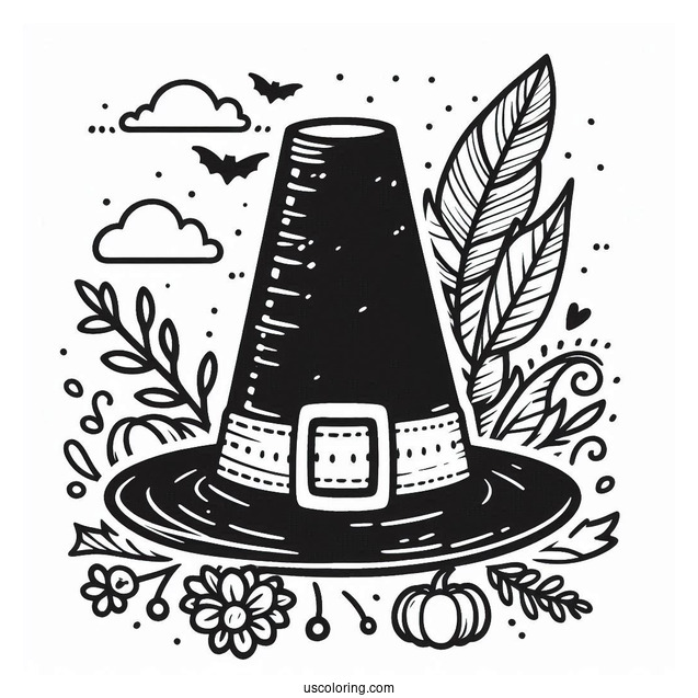 Pilgrim Coloring Page Hat Outline For Preschoolers