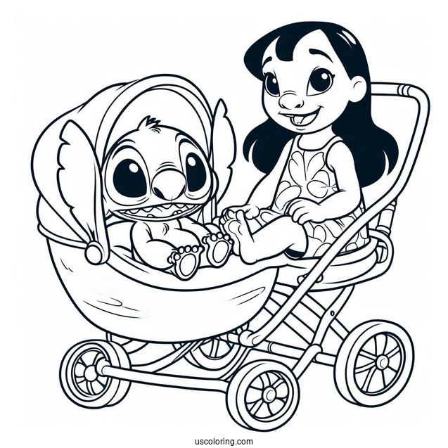 Baby Pleakley And Jumba Jookiba In Prams To Color