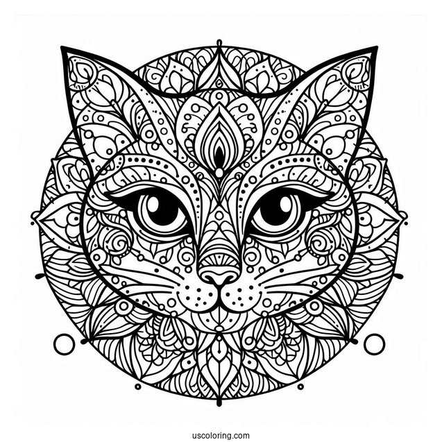 Intricate Cat Face Mandala