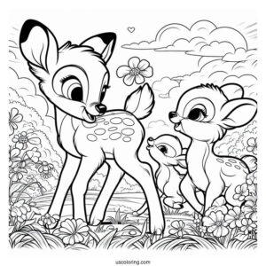 Bambi Talking To Thumper Sisters In Flower Field