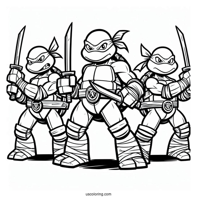 Cartoon Teenage Mutant Ninja Turtles Coloring Page