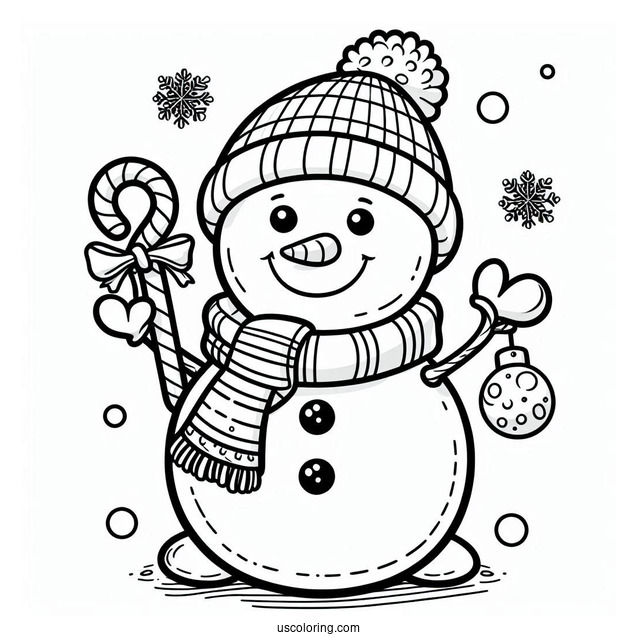 Jolly Looking Snowman To Color