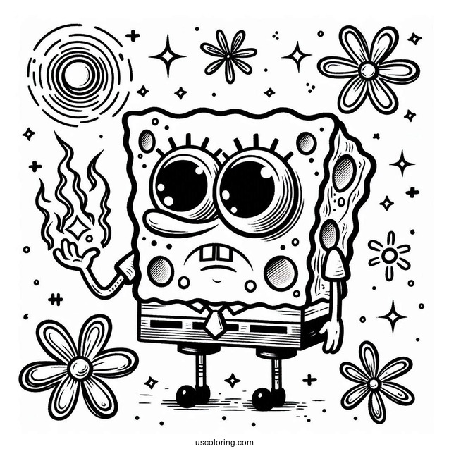SpongeBob Coloring Page Of Detailed Karen Plankton