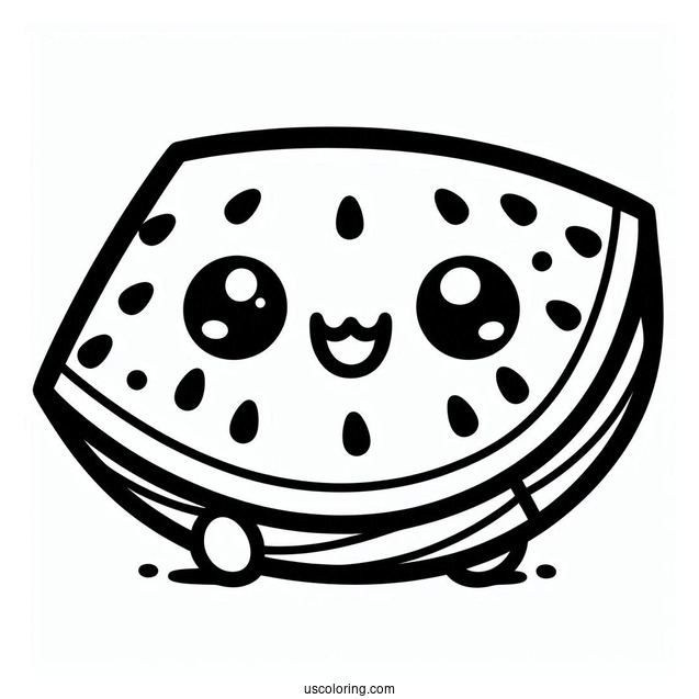 Cute Kawaii Watermelon Coloring For Preschoolers